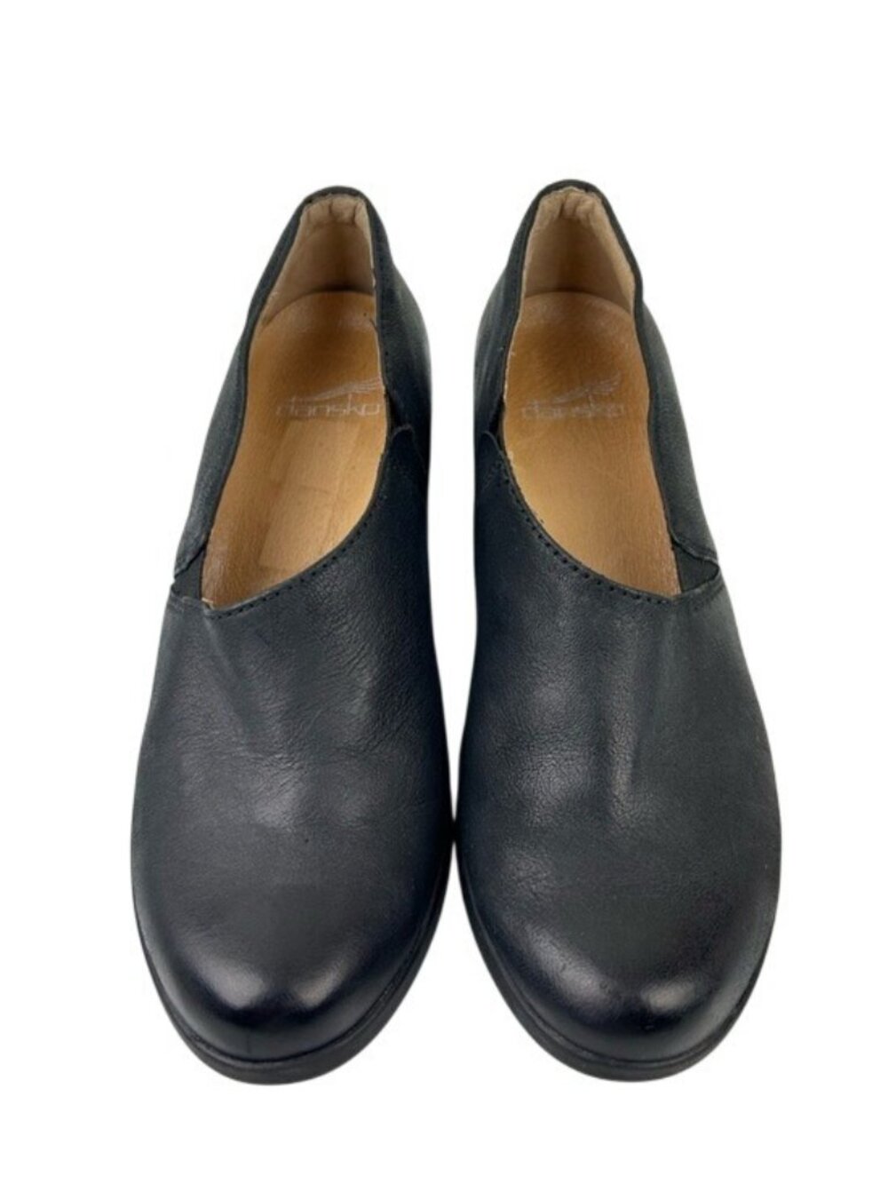 Dansko Black Slip-On Leather Women's Heels Sz 38
